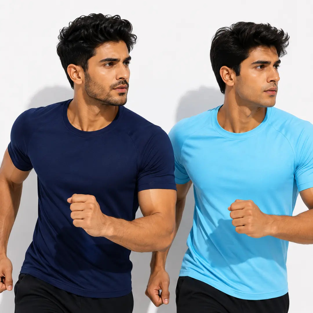 Double Down – Navy and Sky Blue Dryfit T-Shirt