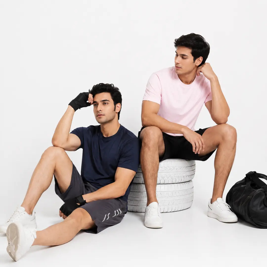 Double Down – Navy and Baby Pink Dryfit T-Shirt