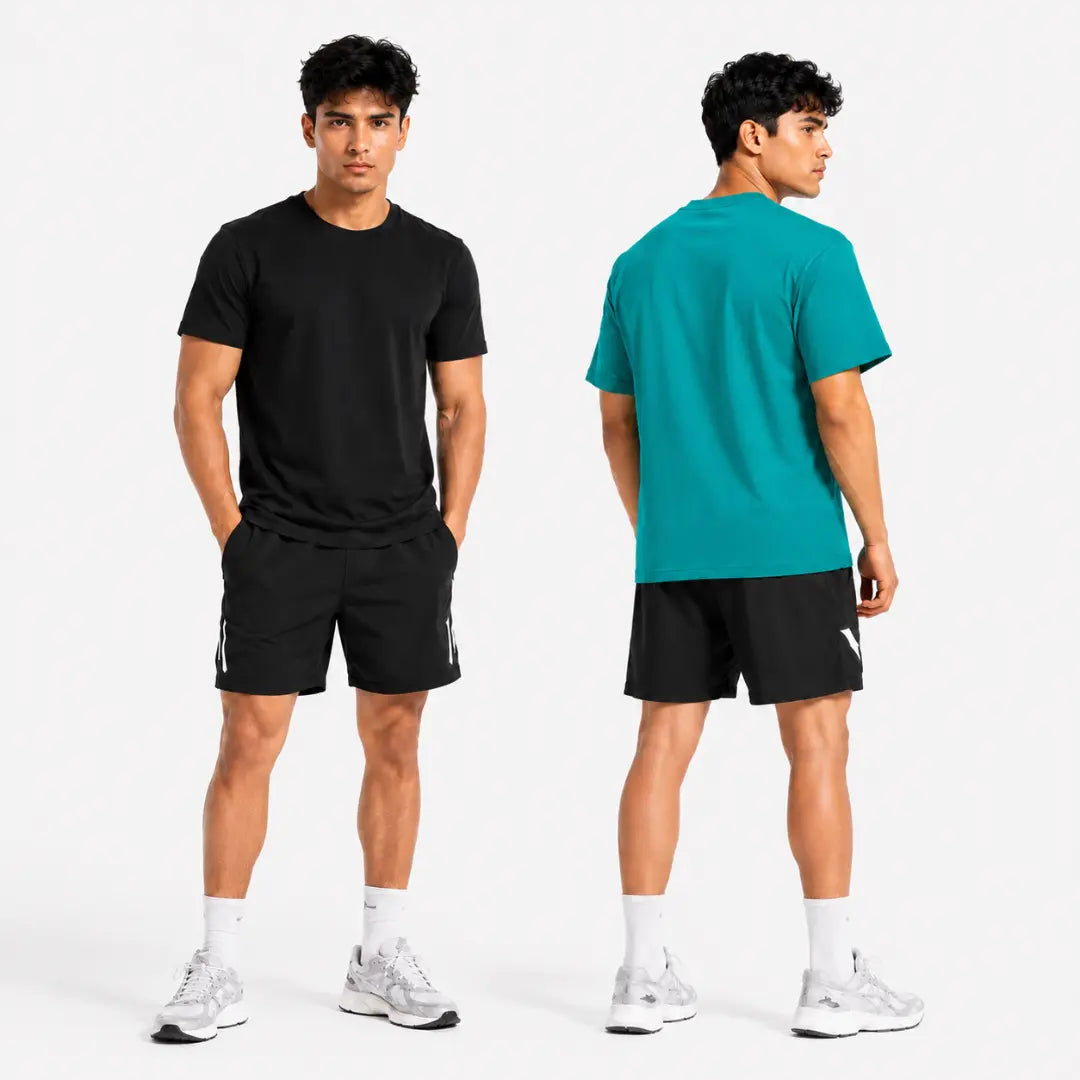Double Down – Black and Emerald Green Dryfit T-Shirt