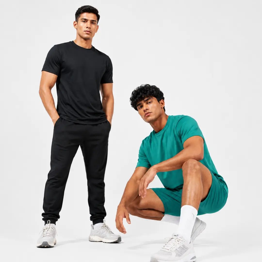 Double Down – Black and Emerald Green Dryfit T-Shirt - Man-Solid®