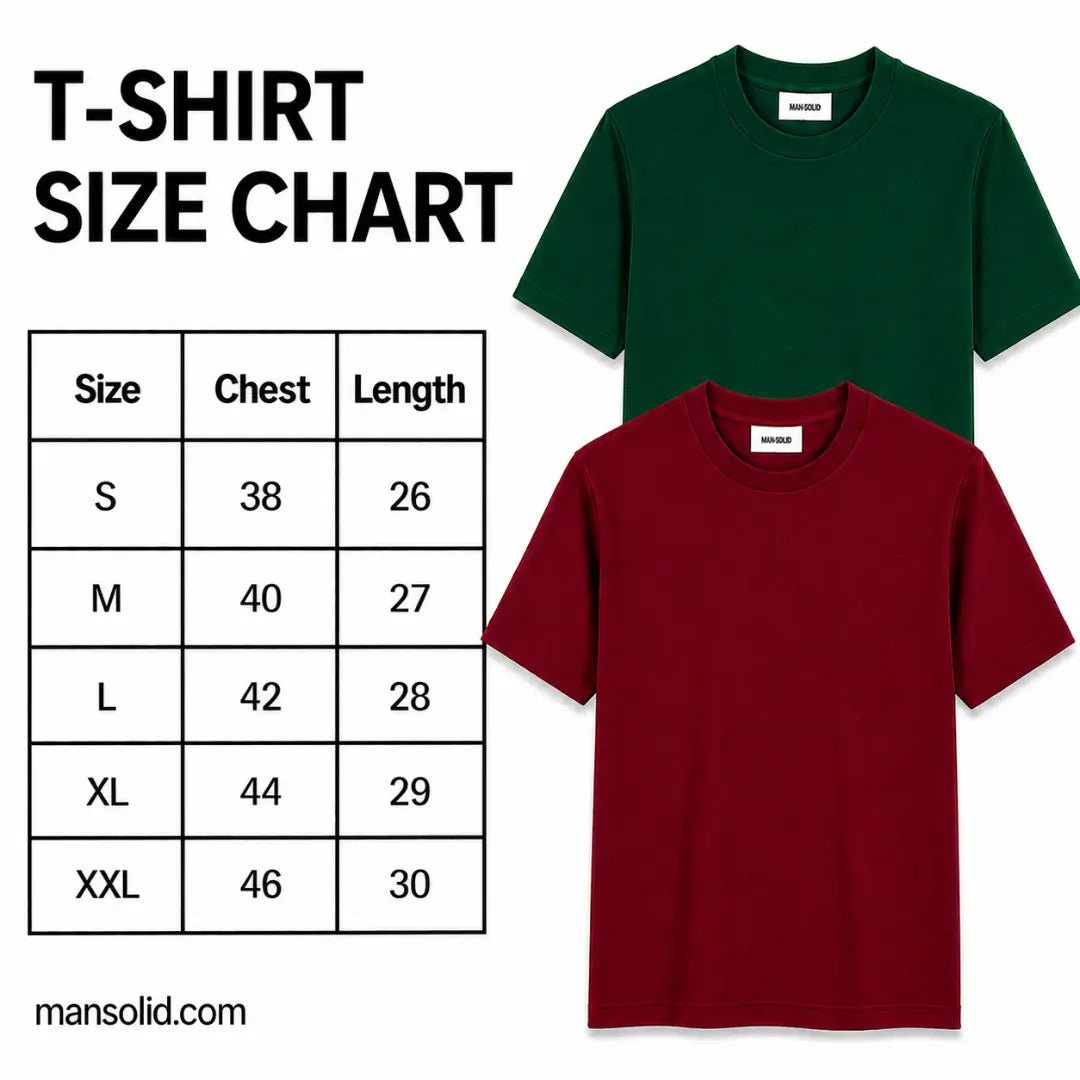 Double Down – Bottle Green and Maroon Cotton T-Shirt - Man-Solid®