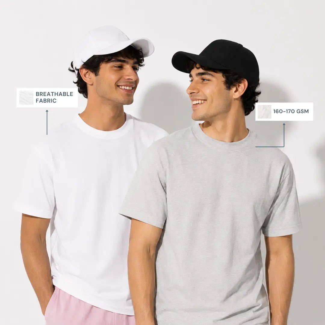 Double Down – White and Grey Melange Cotton T-Shirt - Man-Solid®