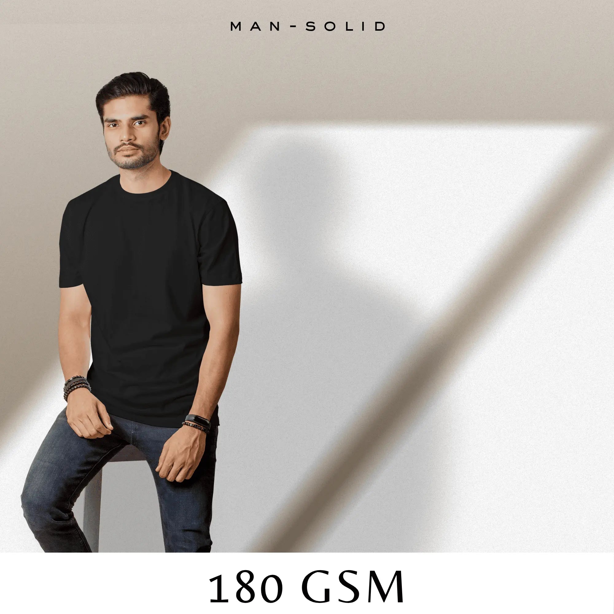 Quintessential Black – Cotton Round Neck T-Shirt - Man - Solid®