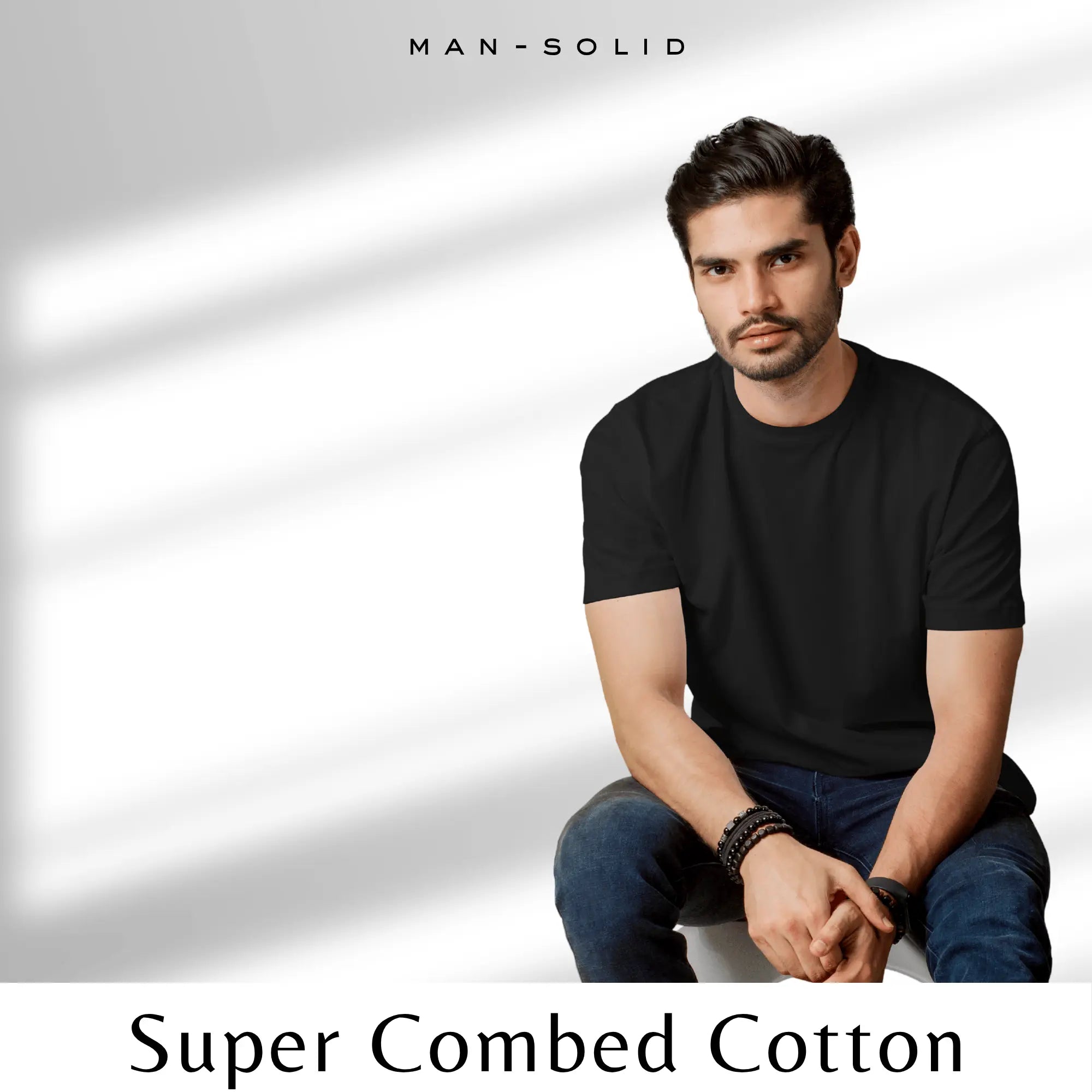 Quintessential Black – Cotton Round Neck T-Shirt - Man - Solid®