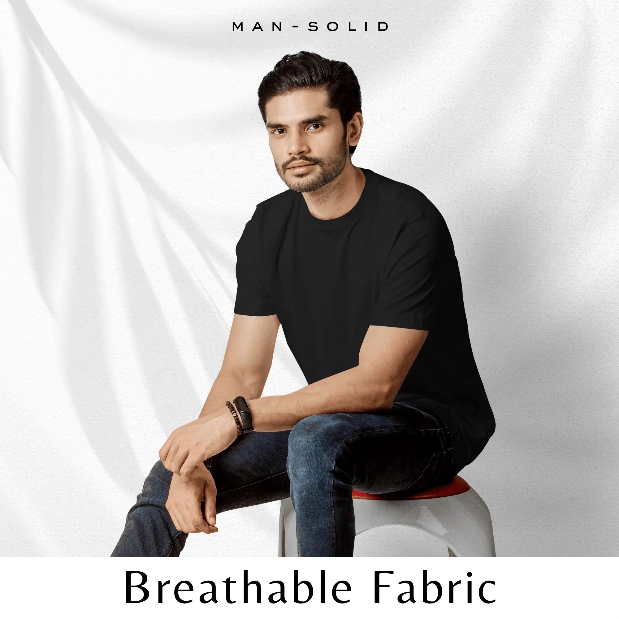 Quintessential Black – Cotton Round Neck T-Shirt - Man - Solid®