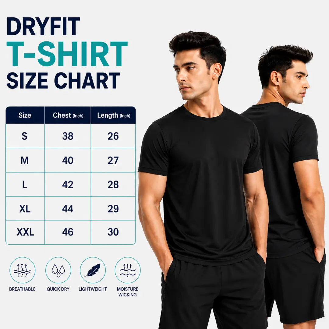 Double Down – Black Dryfit T-Shirt (Pack of 2)
