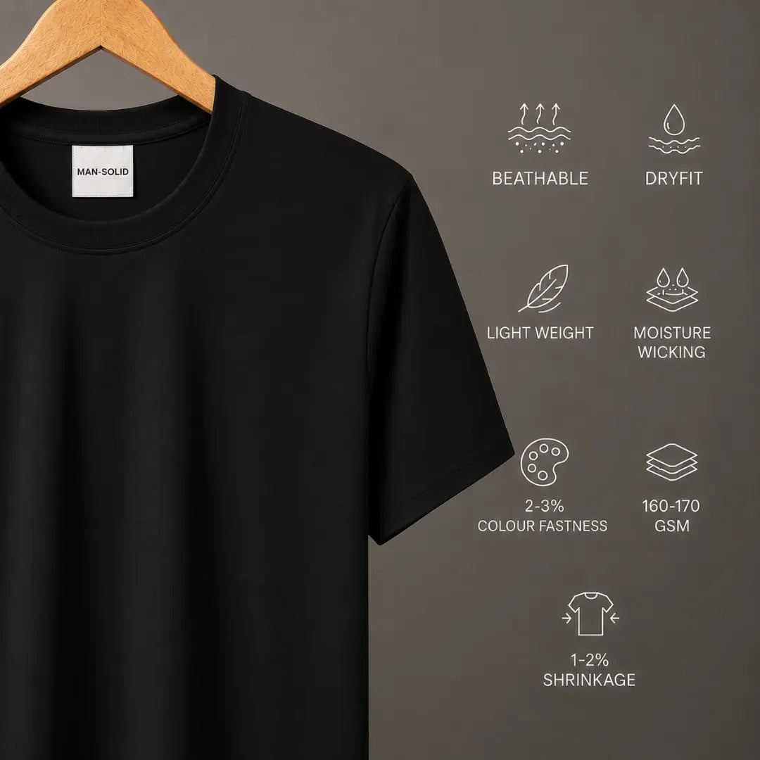 Double Down – Black Dryfit T-Shirt (Pack of 2)