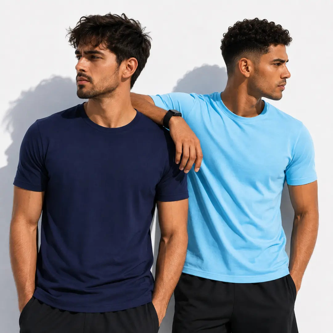 Double Down – Navy and Sky Blue Dryfit T-Shirt