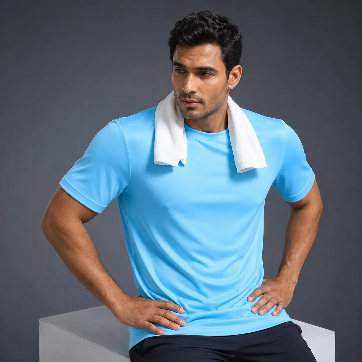 Double Down – Navy and Sky Blue Dryfit T-Shirt