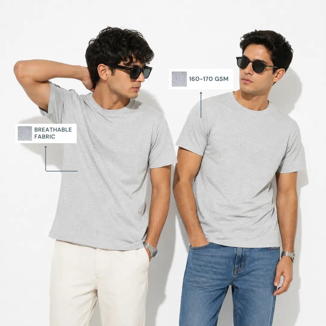 Double Down – Grey Melange and Grey Melange T-Shirt - Man-Solid®