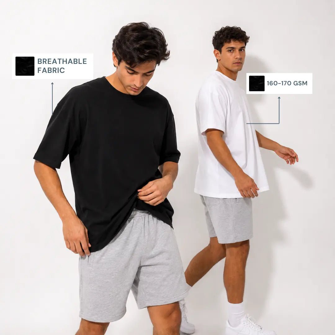 Double Down – White and Black Cotton T-Shirt - Man-Solid®