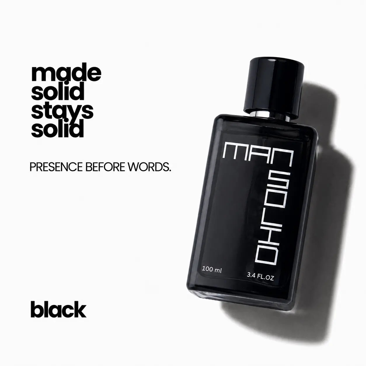 Man-Solid Black Official | 100 ML | An Aquatic and Fresh Citrus Blend | Non Alcoholic - Man-Solid®