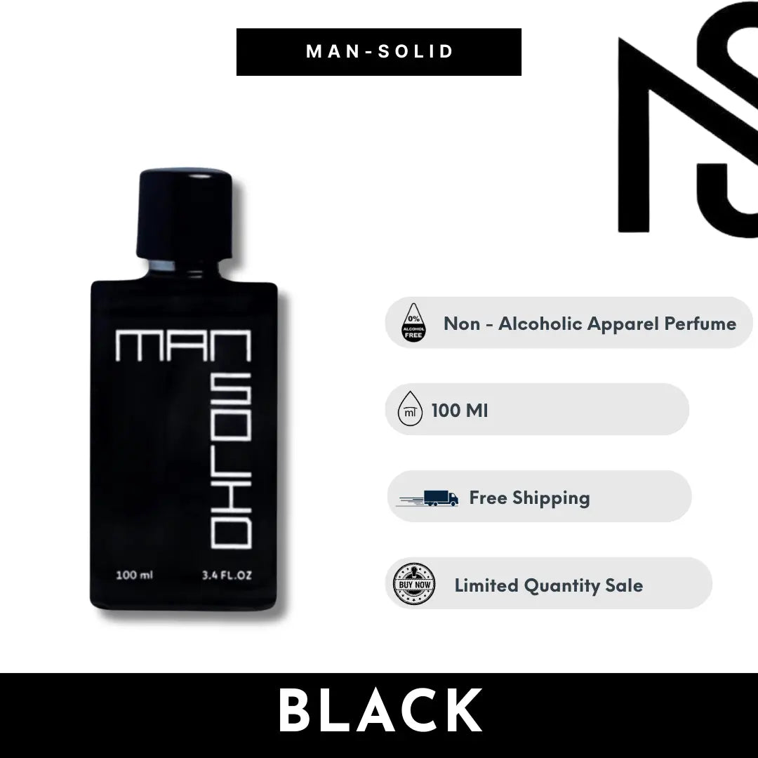 Man - Solid Black Official | 100 ML | An Aquatic and Fresh Citrus Blend | Non Alcoholic - Man - Solid®