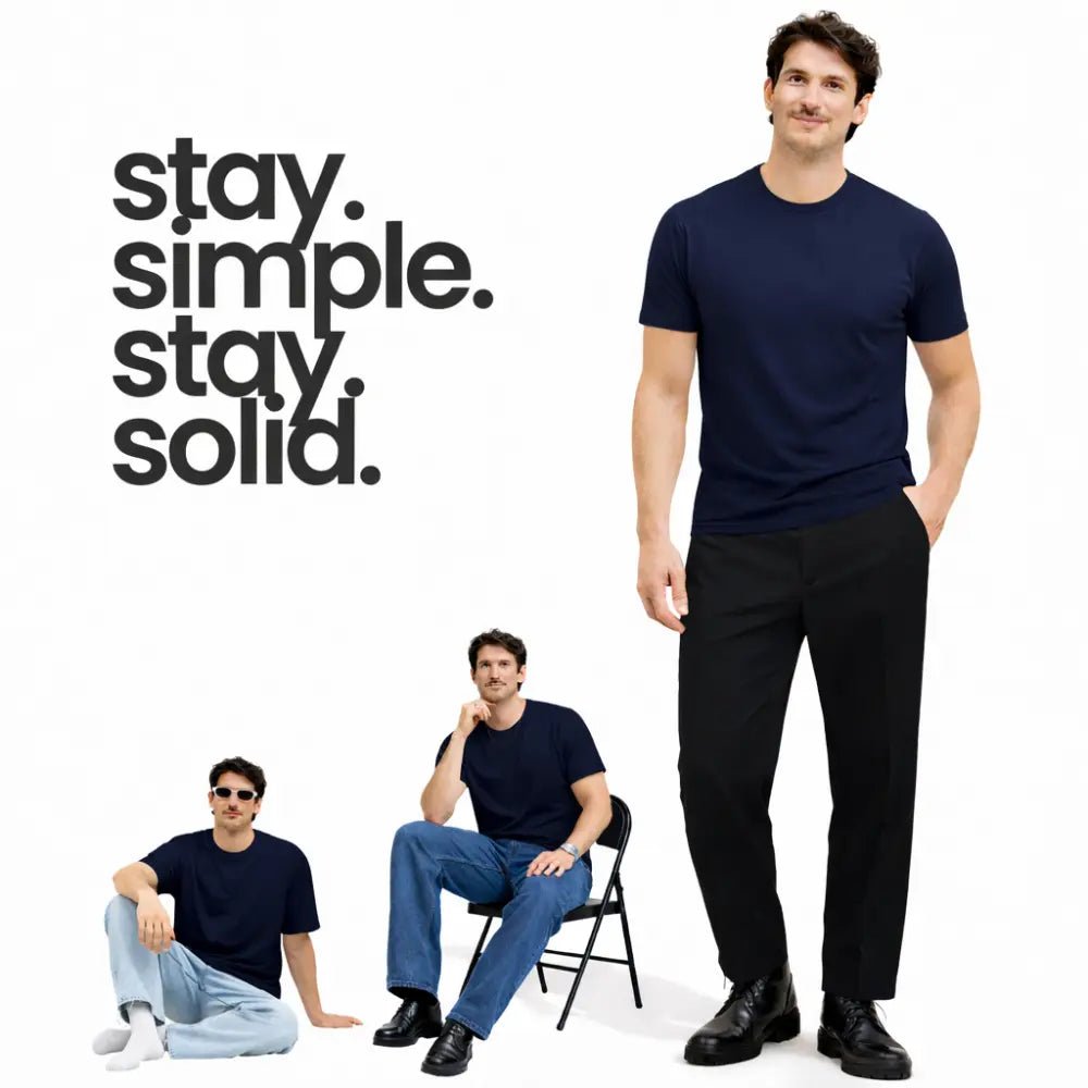 Man - Solid Navy Blue Dry Fit Active T-Shirt - Man - Solid®