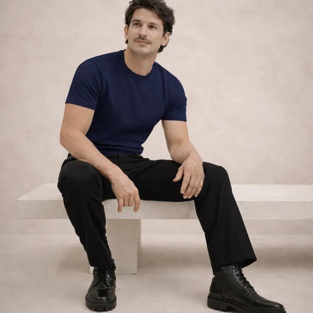 Man - Solid Navy Blue Dry Fit Active T-Shirt - Man - Solid®