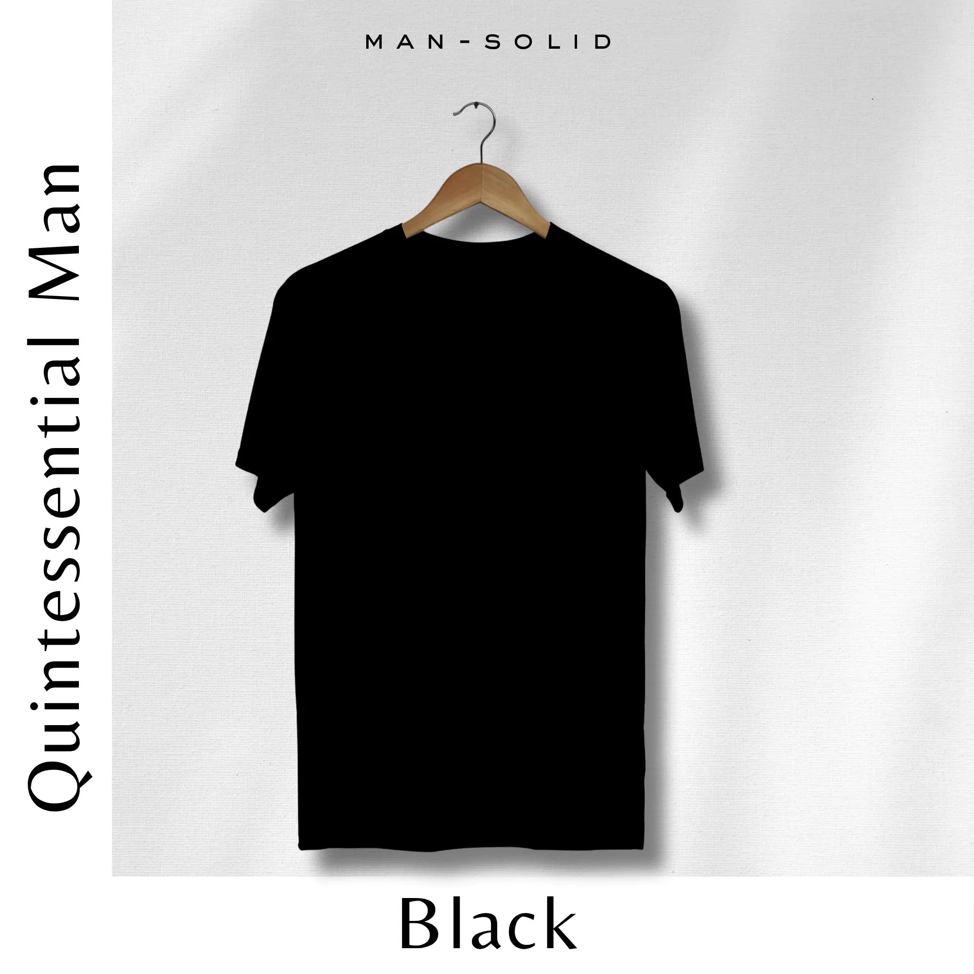 Quintessential Black – Cotton Round Neck T-Shirt - Man - Solid®