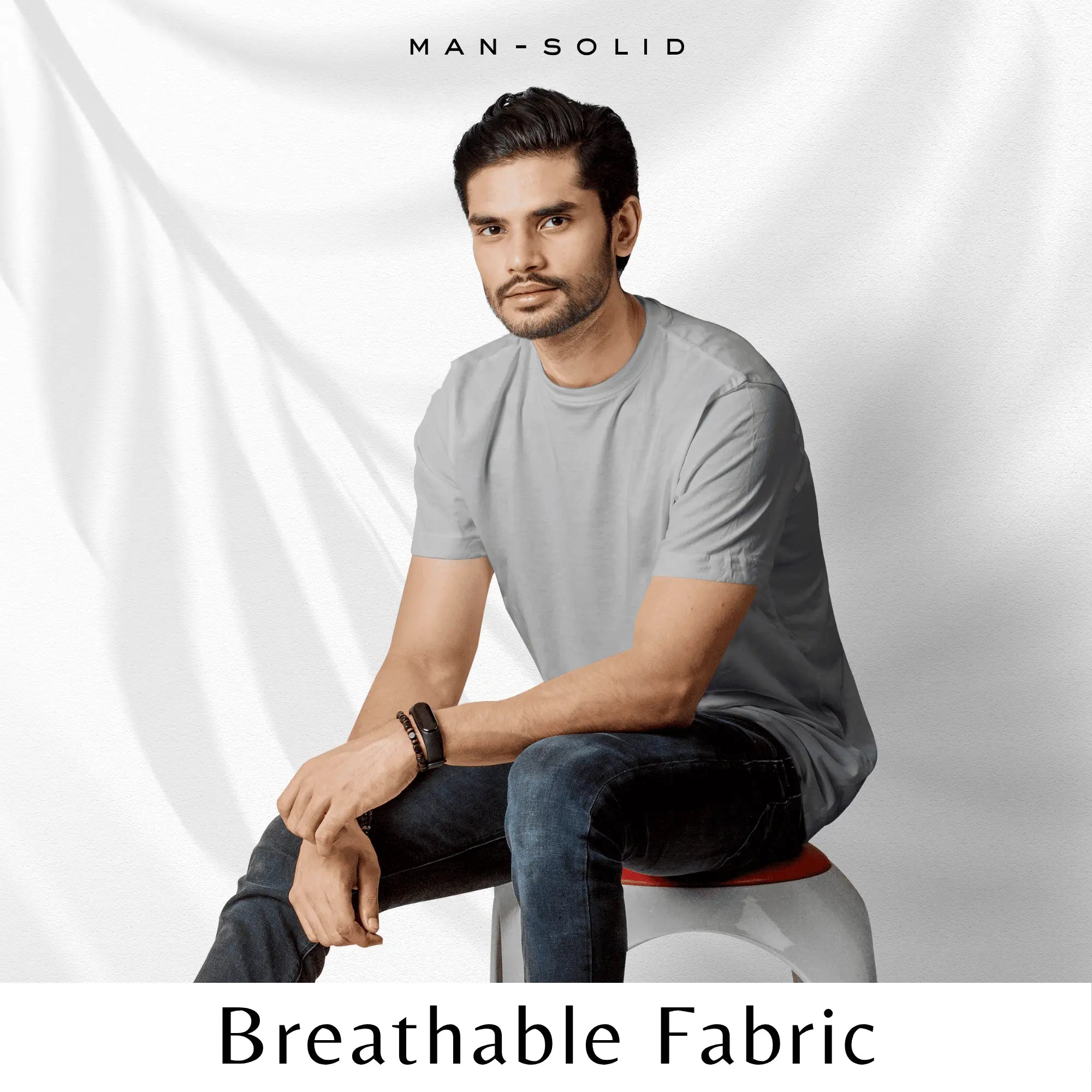 Quintessential Grey Melange – Cotton Round Neck T-Shirt - Man - Solid®