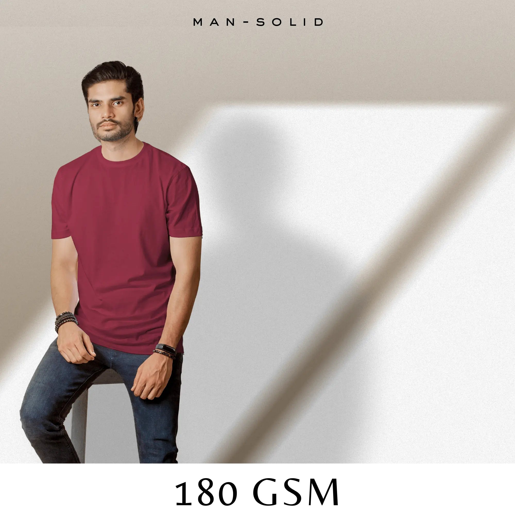 Quintessential Maroon – Cotton Round Neck T-Shirt - Man - Solid®