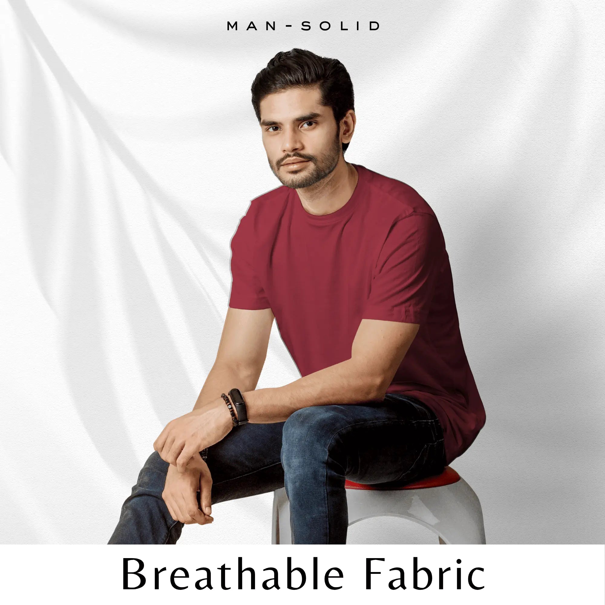 Quintessential Maroon – Cotton Round Neck T-Shirt - Man - Solid®