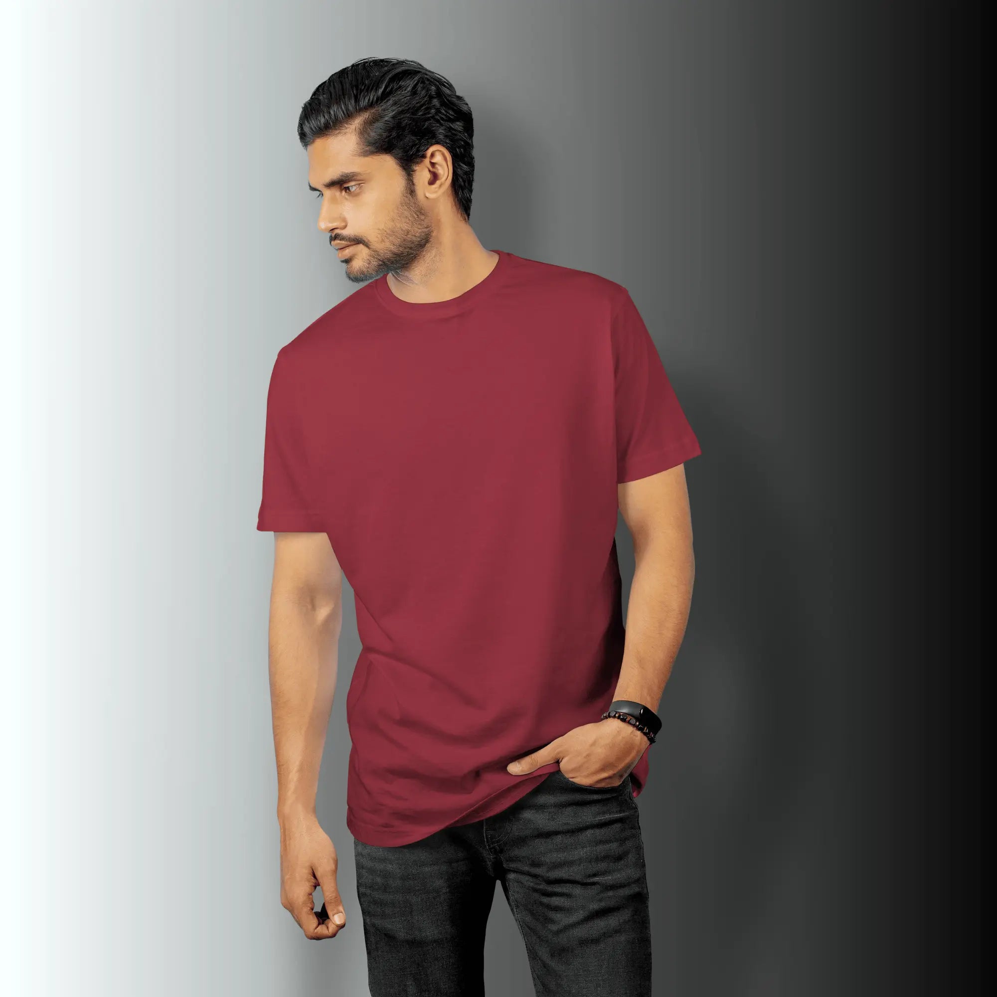 Quintessential Maroon – Cotton Round Neck T-Shirt - Man - Solid®