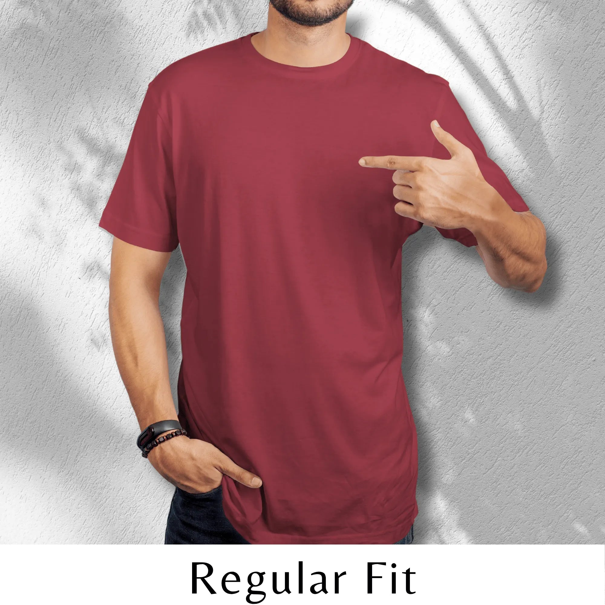 Quintessential Maroon – Cotton Round Neck T-Shirt - Man - Solid®